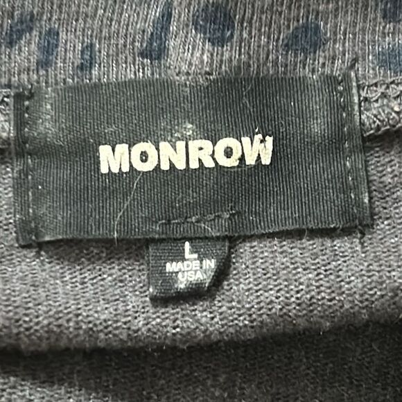 Monrow Gray Crop Animal Print Monrow Sweatshirt - Picture 6 of 7